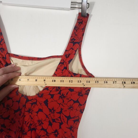 MIRACLESUIT One Piece Swimsuit Size L/XL Red Navy Floral Underwire - Picture 11 of 12